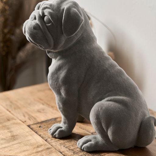 Pug Figurine - Grey Velvet - Sitting 5010792476537 only5pounds-com