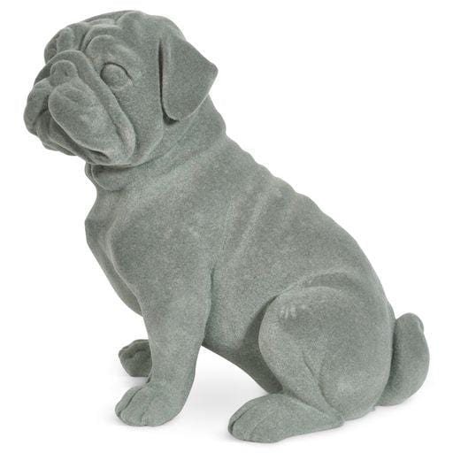 Pug Figurine - Grey Velvet - Sitting 5010792476537 only5pounds-com