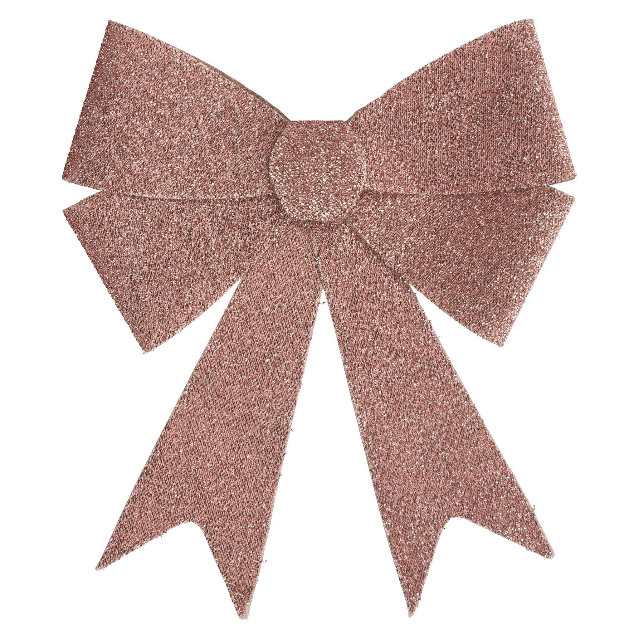 Rose Gold Glitter Tinsel Bow - 37 x 49 x 13cm 5050565541635 only5pounds-com