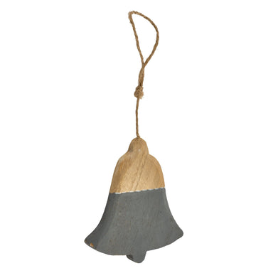 Rustic Christmas Tree Decoration - Wooden Grey Bell 8718885331226 only5pounds-com