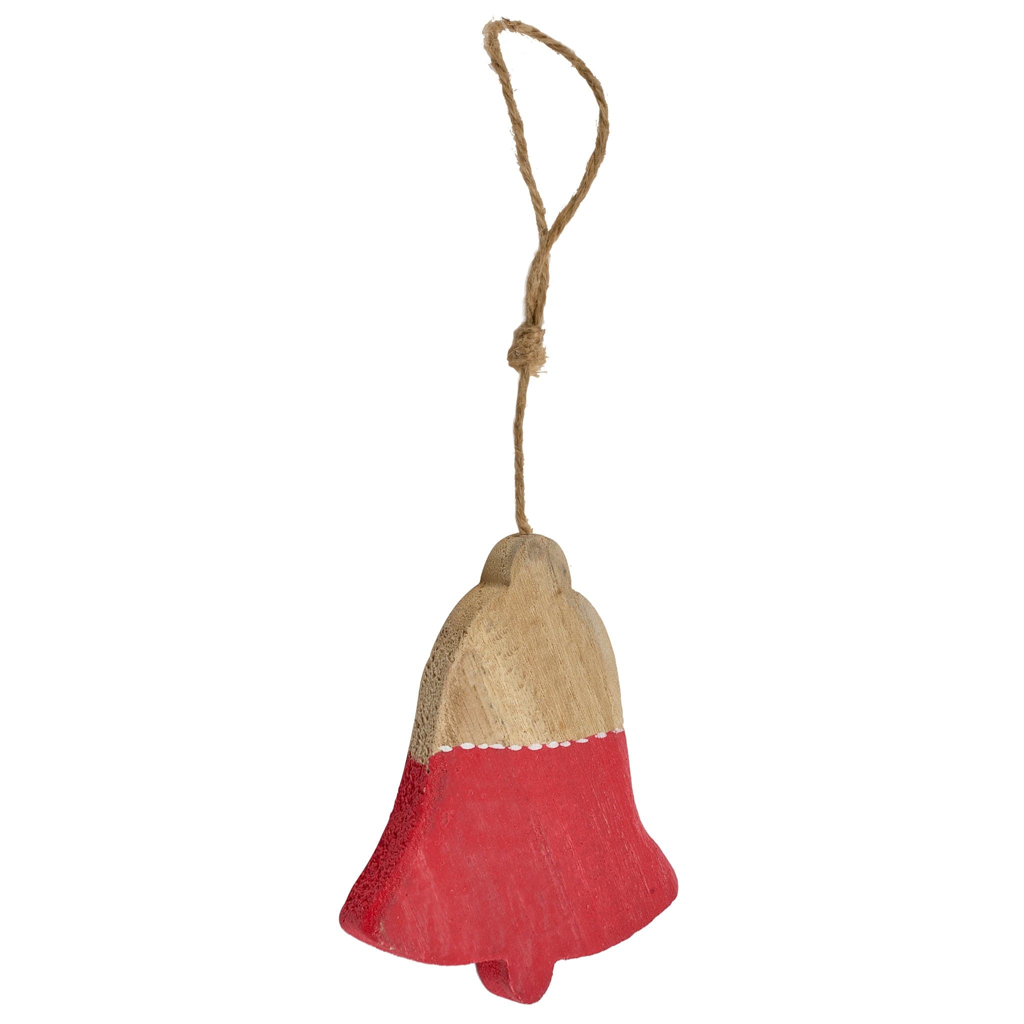 Rustic Christmas Tree Decoration - Wooden Red Bell 8718885331226 only5pounds-com