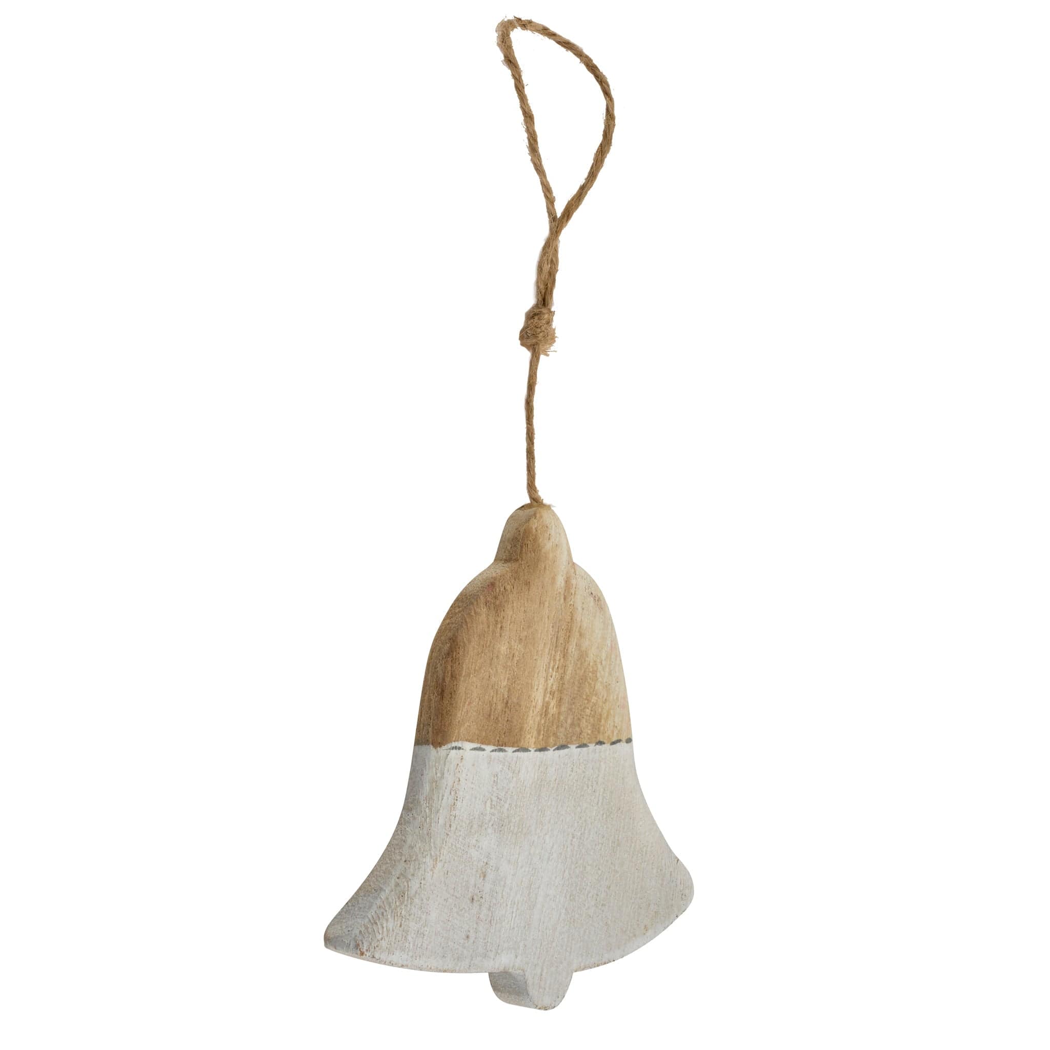 Rustic Christmas Tree Decoration - Wooden White Bell 8718885331226 only5pounds-com