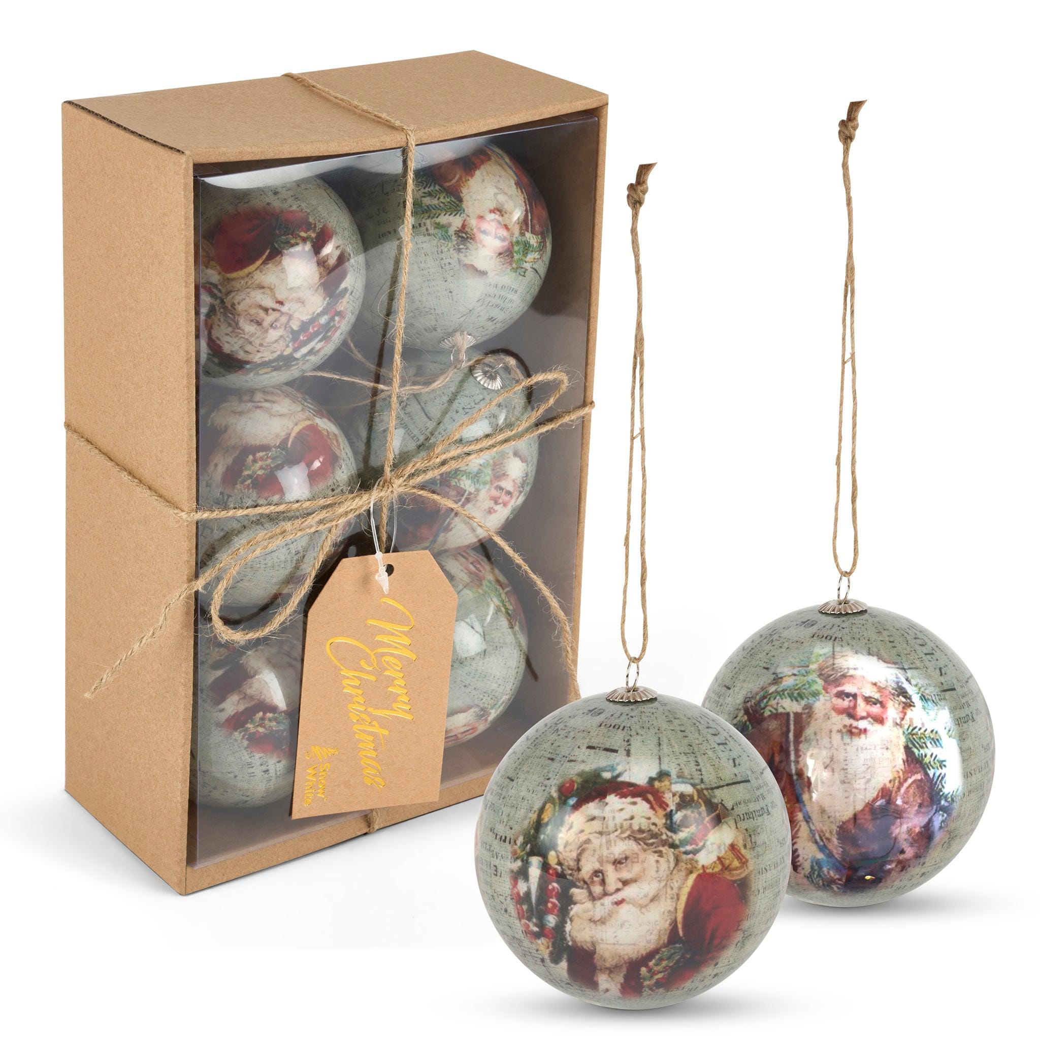 Set of 6 Christmas Baubles - Antique Santa 5050565416773 only5pounds-com