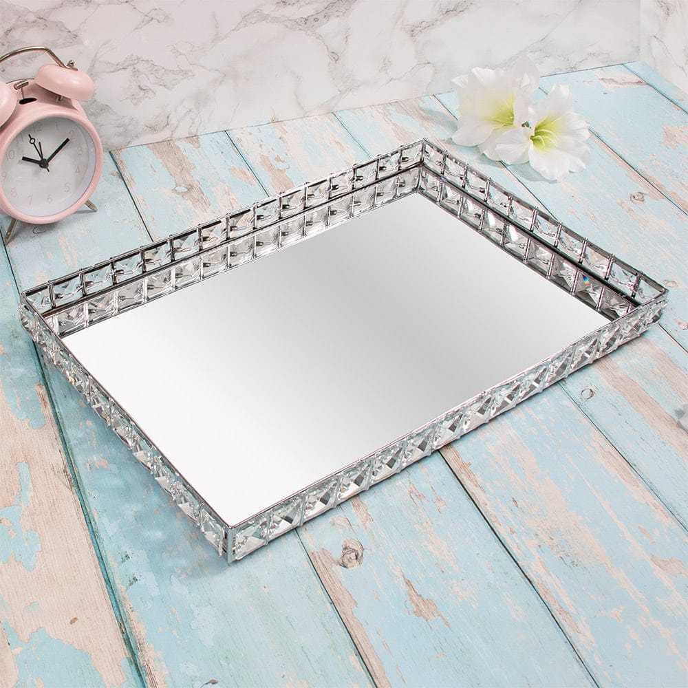 Silver Crystal Tray - 41 x 27cm 5010792466866 only5pounds-com