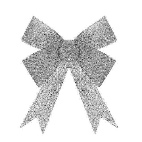 Silver Glitter Tinsel Bow - 37 x 49 x 13cm 5050565313423 only5pounds-com