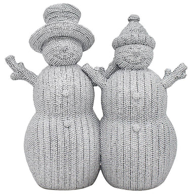 Snowman Couple - Silver Diamante - 8 inches 5010792524801 only5pounds-com