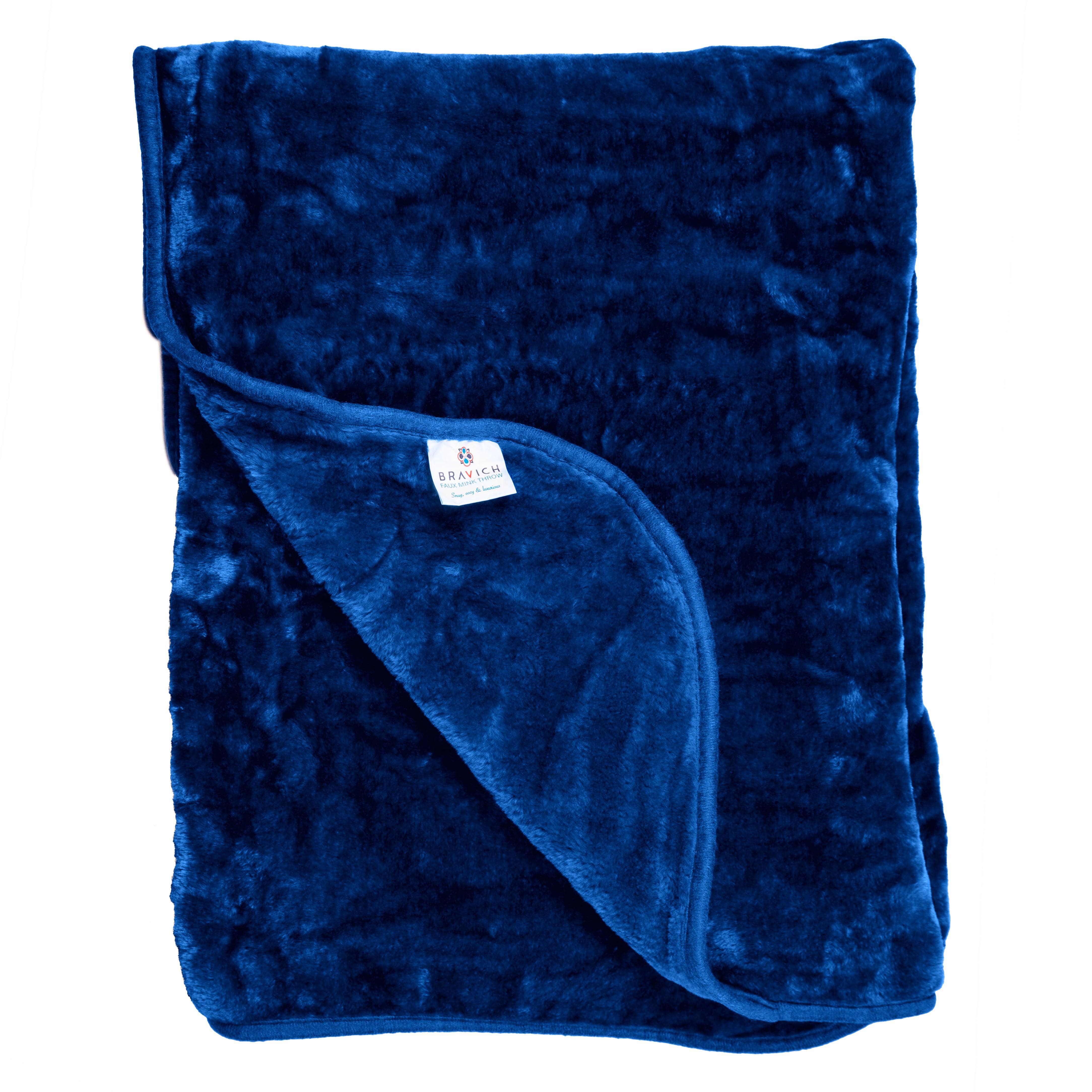 Soft Faux Mink Throw Double (150 x 200cm) - Blue 5056536106810 only5pounds-com