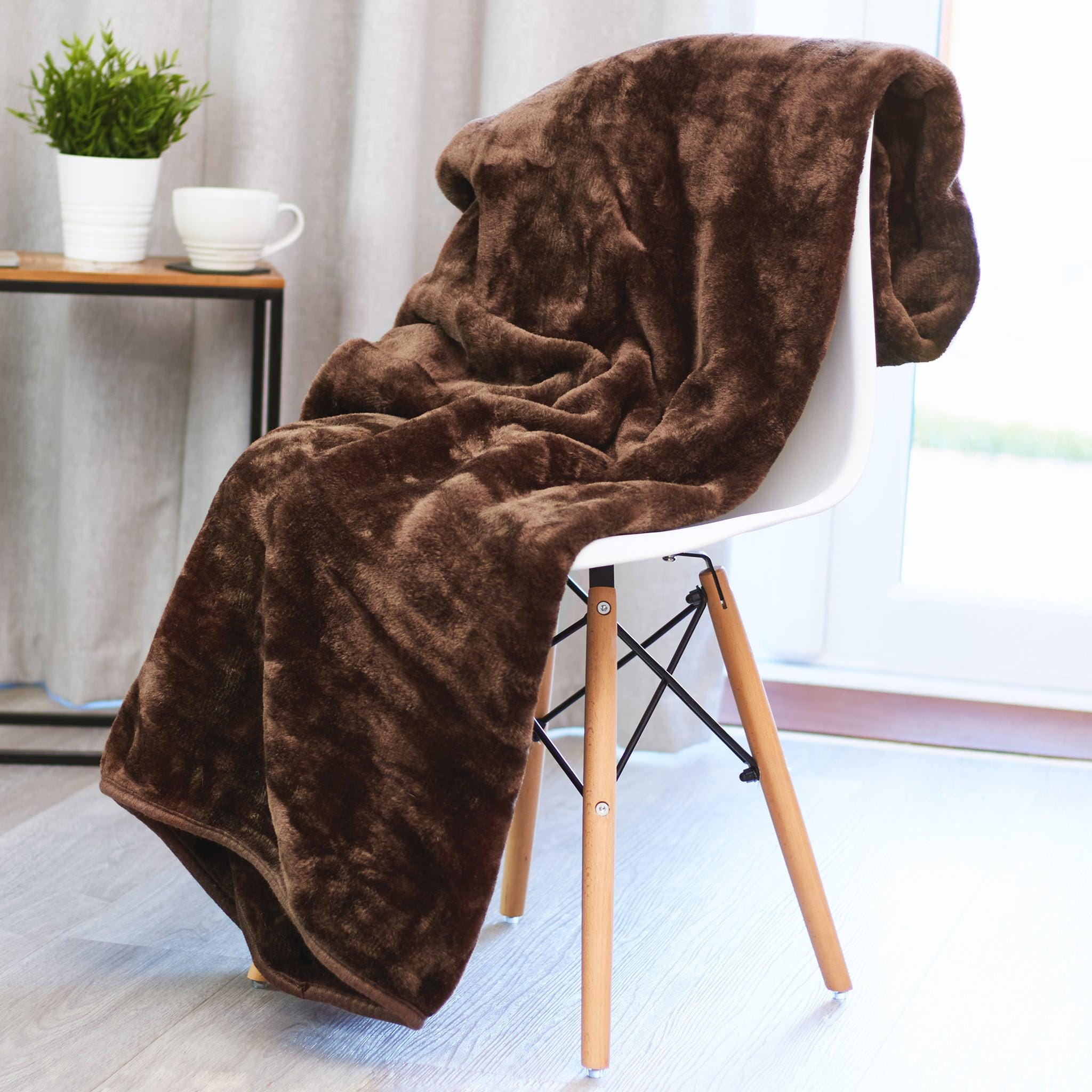 Soft Faux Mink Throw Double (150 x 200cm) - Chocolate 5056536106667 only5pounds-com