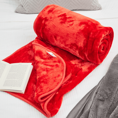 Soft Faux Mink Throw Double (150 x 200cm) - Red 5056536106704 only5pounds-com