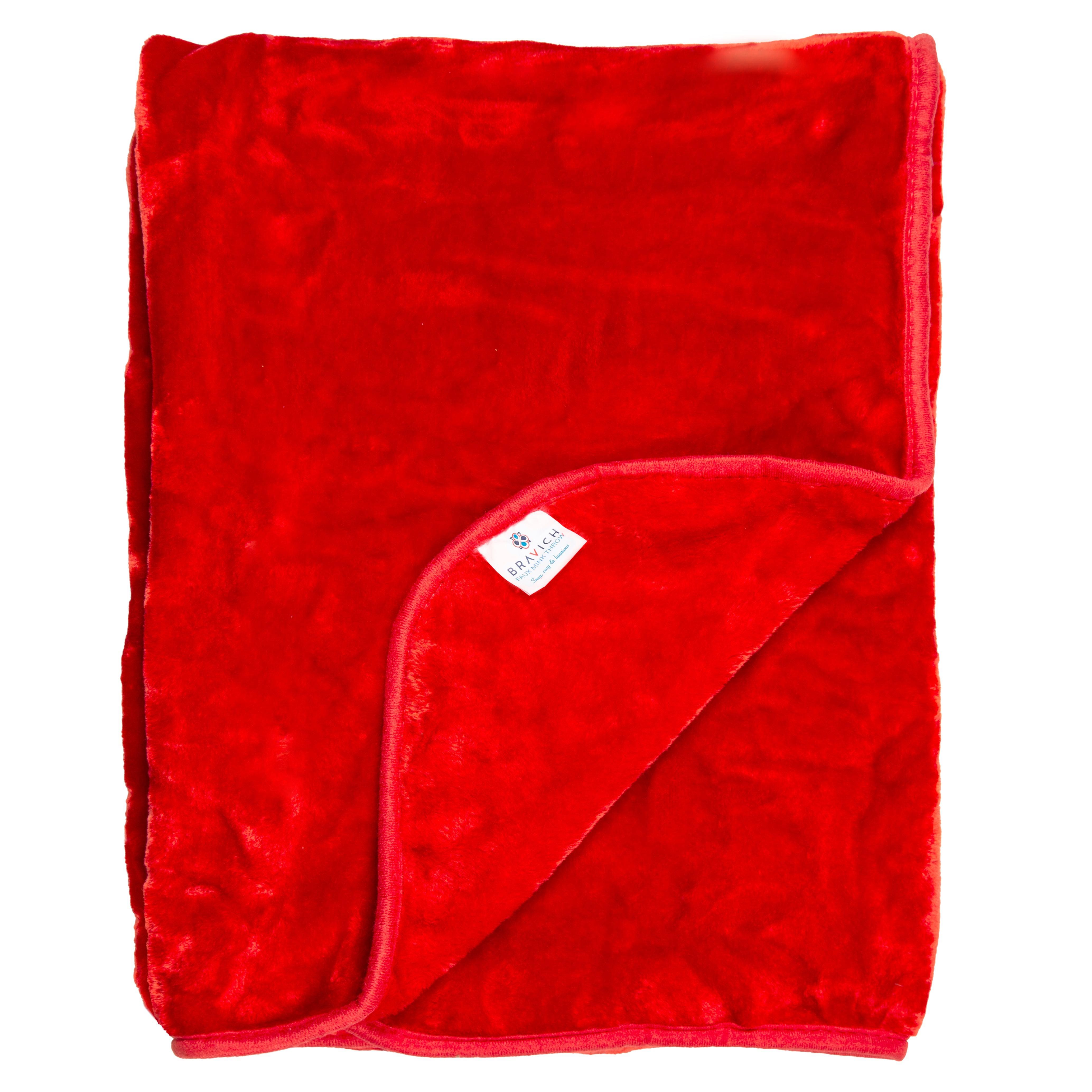 Soft Faux Mink Throw Double (150 x 200cm) - Red 5056536106704 only5pounds-com