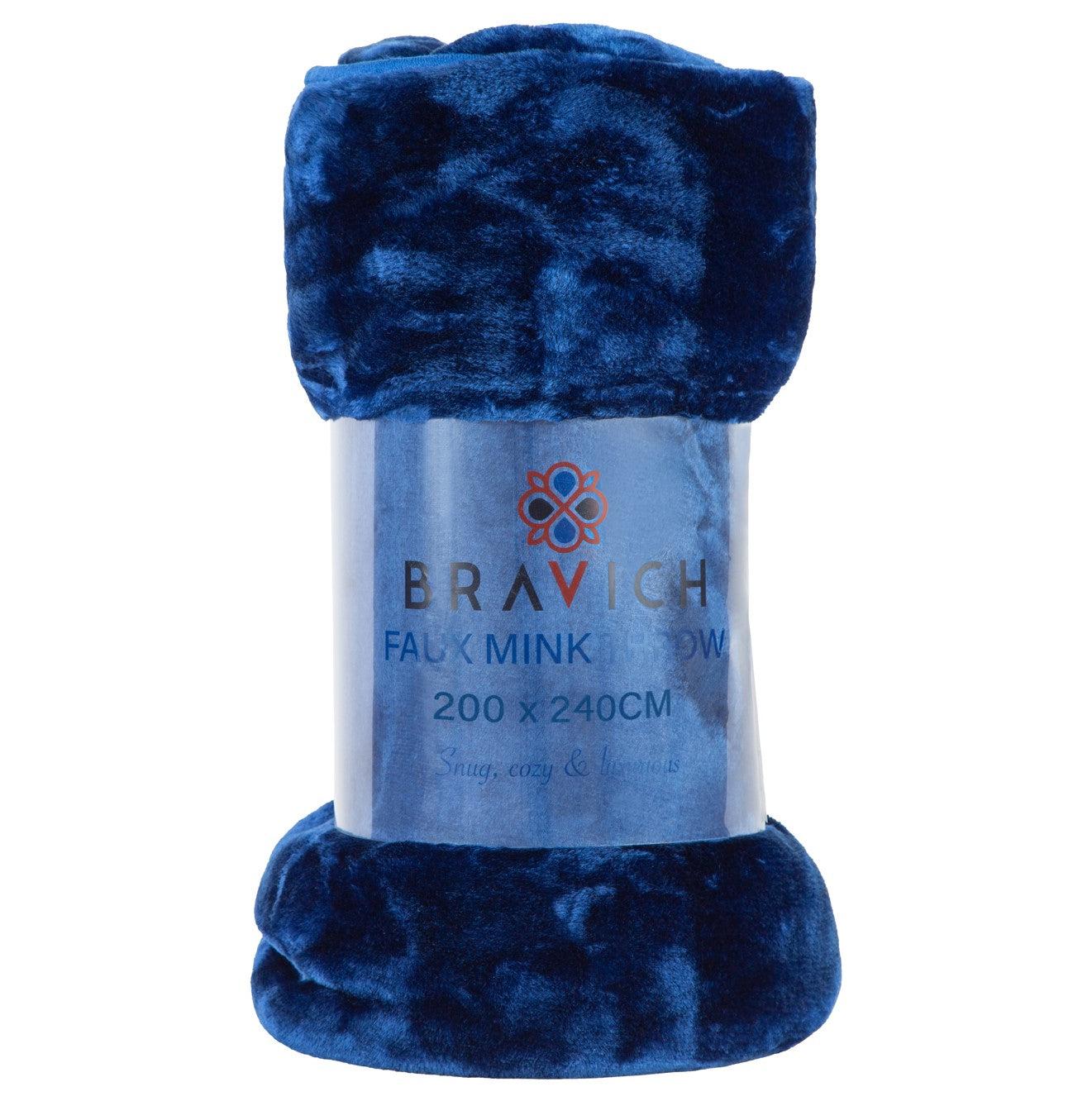 Soft Faux Mink Throw King Size (200 x 240cm) - Blue 5056536106834 only5pounds-com