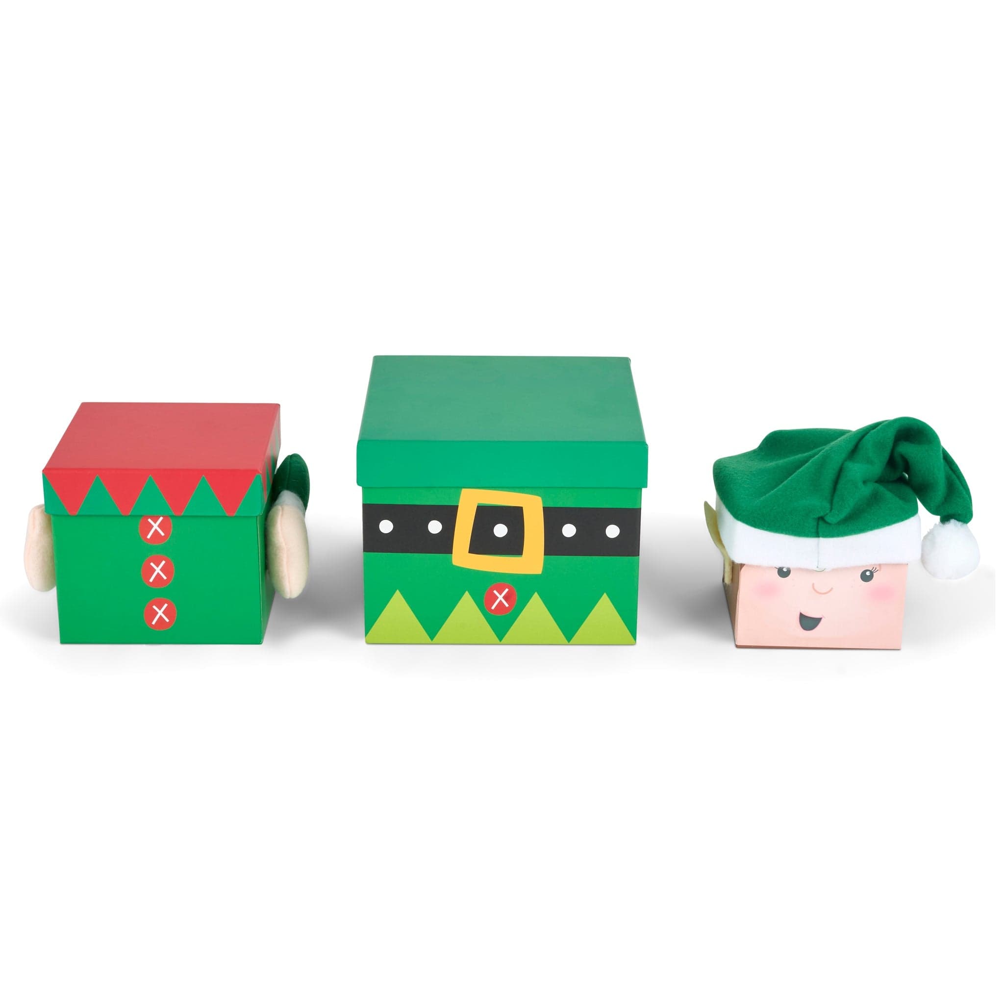 Stackable Elf Christmas Gift Boxes With Hat 5012213477062 only5pounds-com