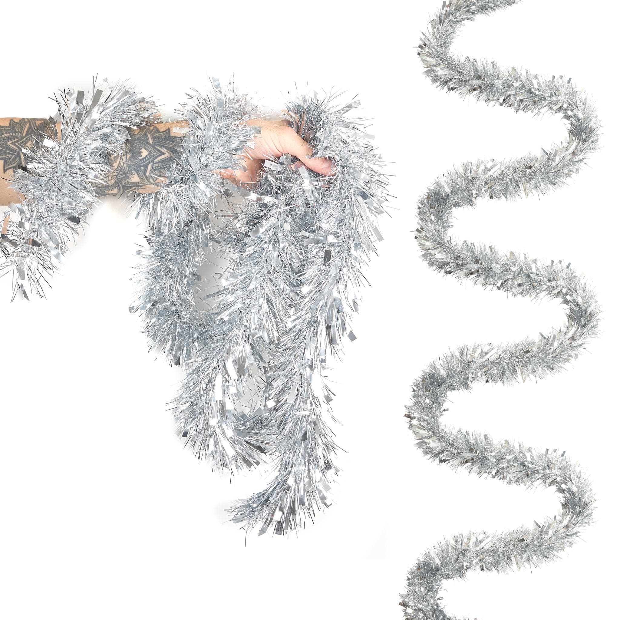 Thick Christmas Silver Tinsel - 2M (Single or Pack of 5) Single 5050565289100 only5pounds-com