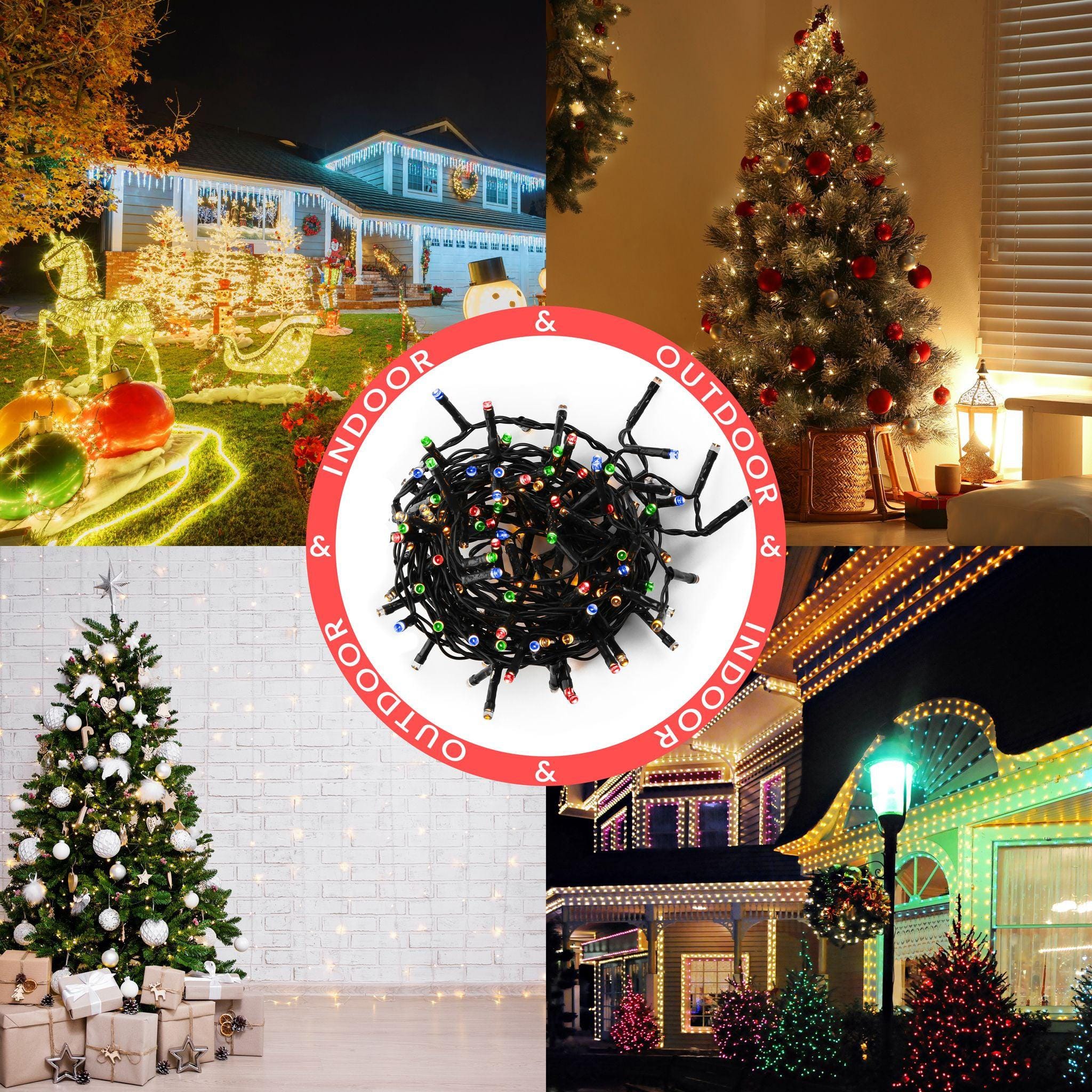 USB 8 Function LED Fairy Lights with Green Cable (200 Lights - 9M Cable) - Multicoloured Lights 5056150236481 only5pounds-com