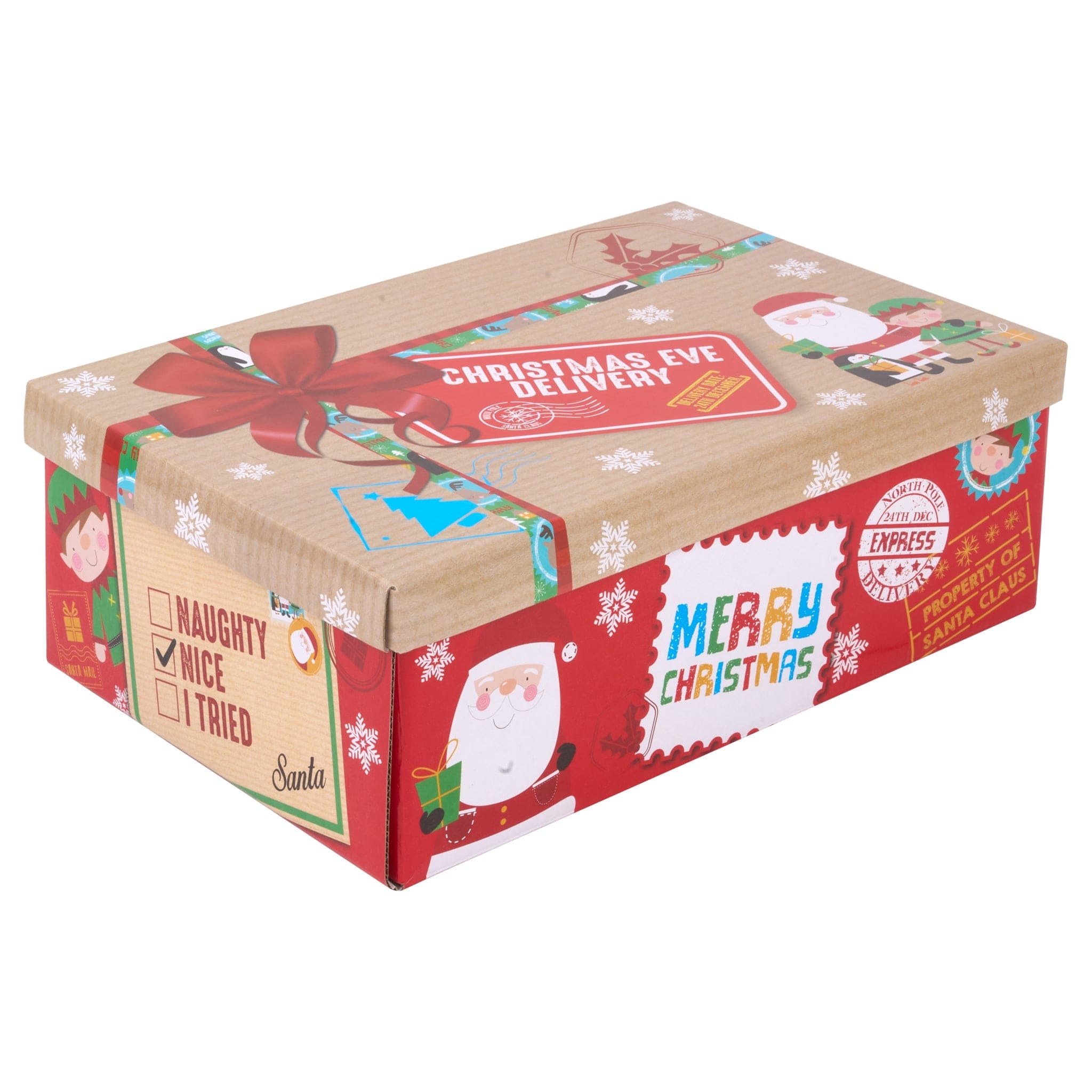 Wooden Effect Festive Parcel Christmas Eve Box - Assorted Sizes only5pounds-com
