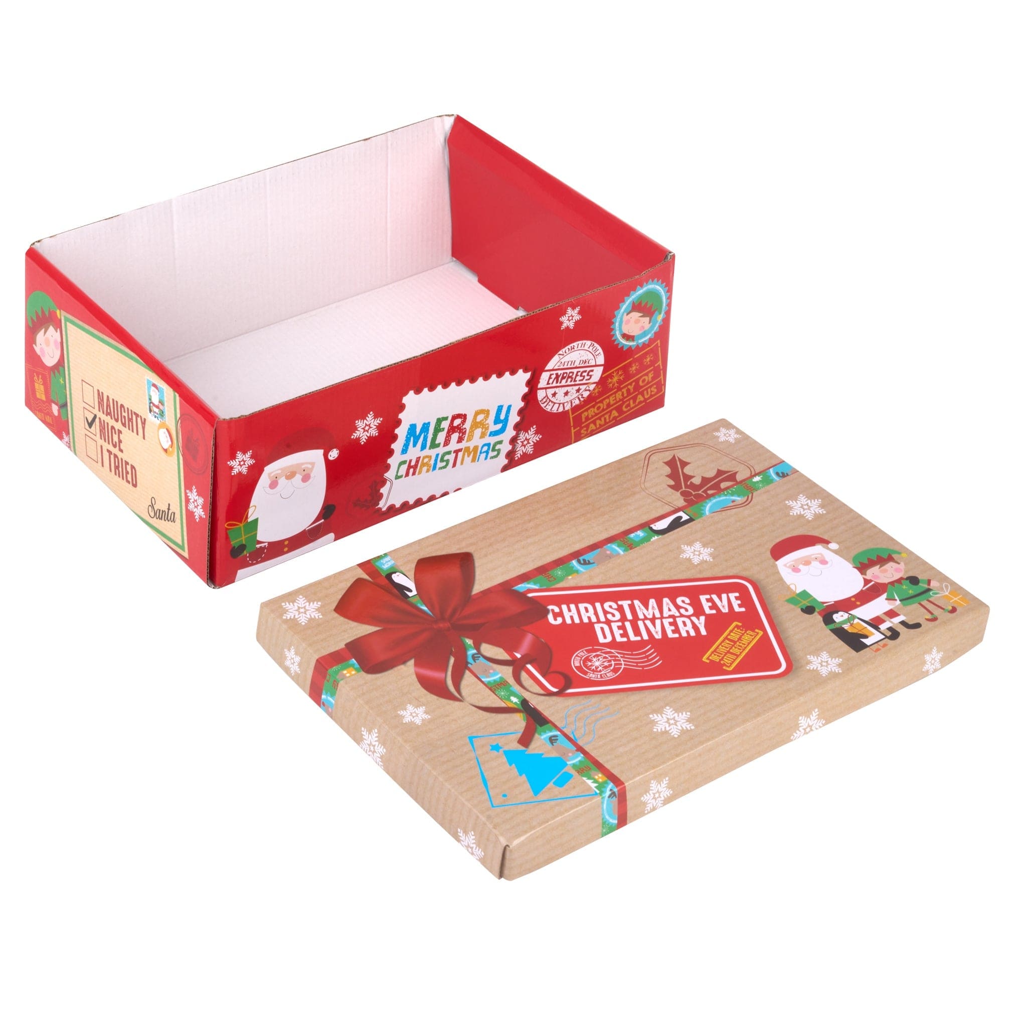 Wooden Effect Festive Parcel Christmas Eve Box - Assorted Sizes only5pounds-com