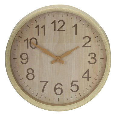 Wooden Look Traditional Clock -  Light Brown - 30cm 5056150244288 only5pounds-com