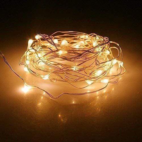 5M Warm White Silver Wire 100 LEDs Fairy Lights only5pounds-com