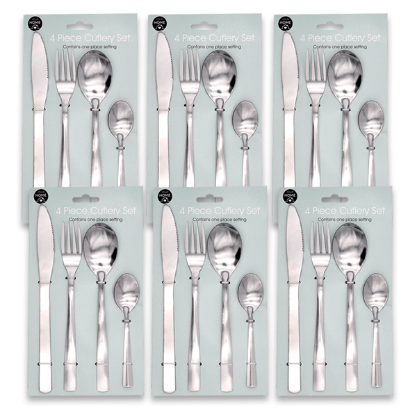 6 Packs of Stainless Steel 1 Person Cutlery Sets - 24 Pieces