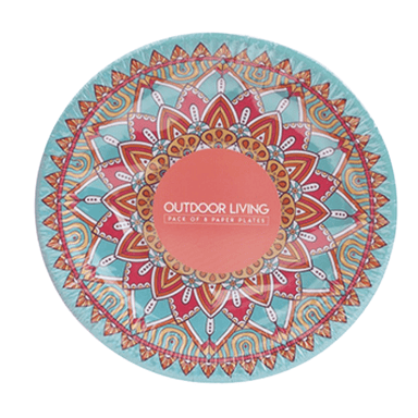 9" Moroccan Design Paper Plate - Pack of 8 5050565576873 only5pounds-com