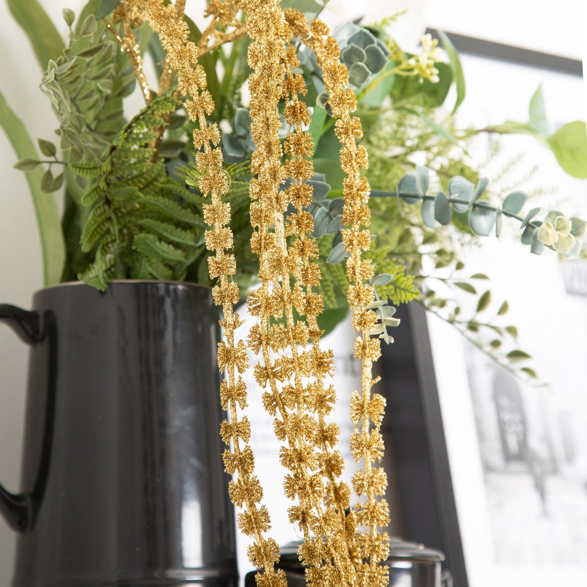Artificial Glitter Gold Hanging Vine - 127 x 40cm 5056055375872