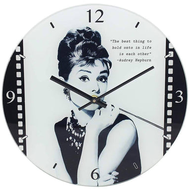 Audrey Hepburn Glass Clock - 30cm 5010792458618 only5pounds-com