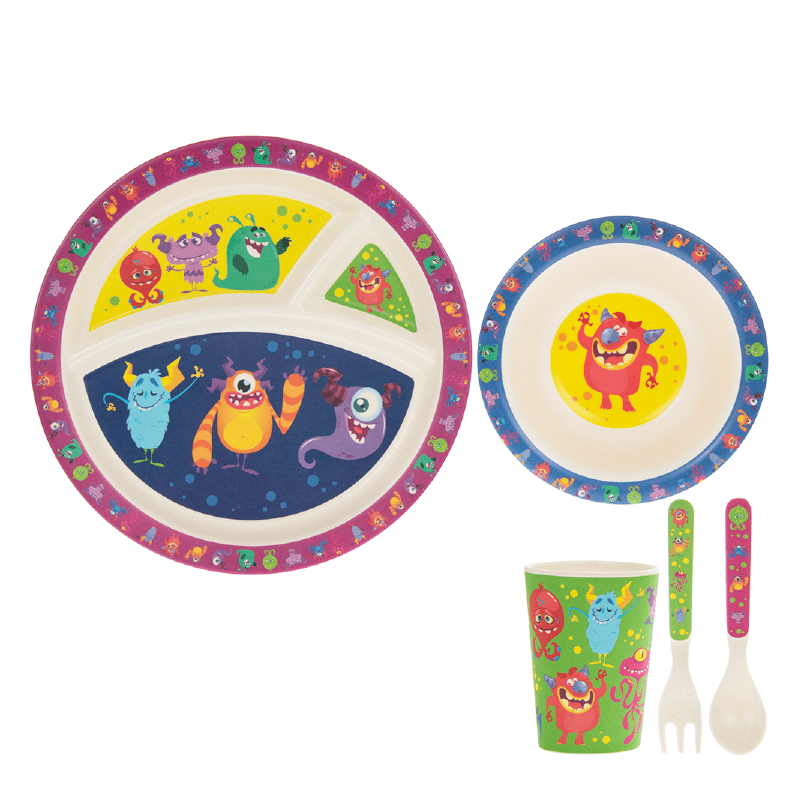 Bamboo 5 Piece Eco Eating Set - Monsters 5010792870588 only5pounds-com
