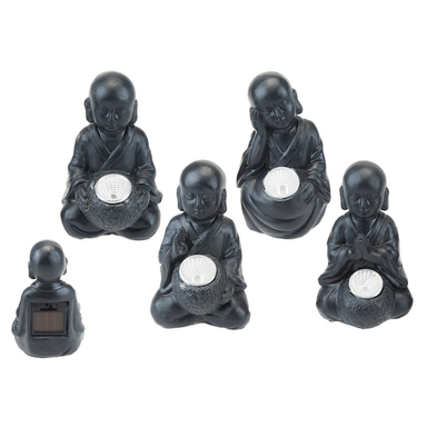 Black Resin Buddha Solar Light Ornament - Assorted 5050565573995 only5pounds-com