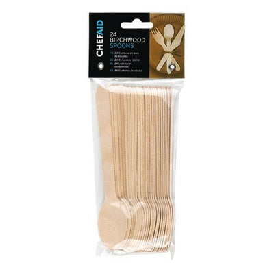 Chef Aid Birchwood Wooden Cutlery Spoons - Pack of 24 5012904144082 only5pounds-com