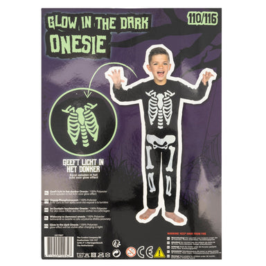 Children's Glow In The Dark Skeleton Halloween Costume - 122/128cm 8715409109347