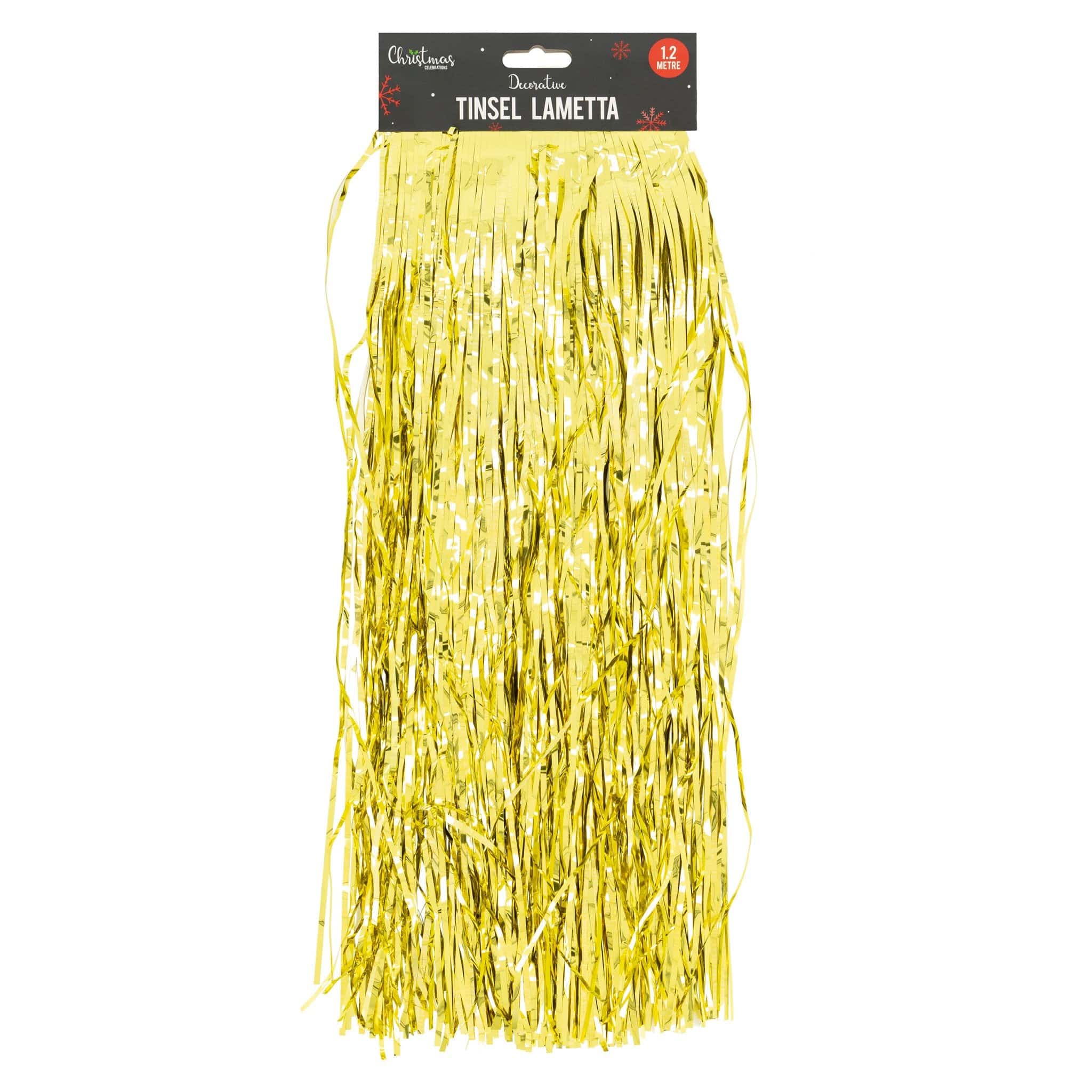 Christmas Tinsel Lametta - Red or Gold - 1.2m x 48cm Gold only5pounds-com