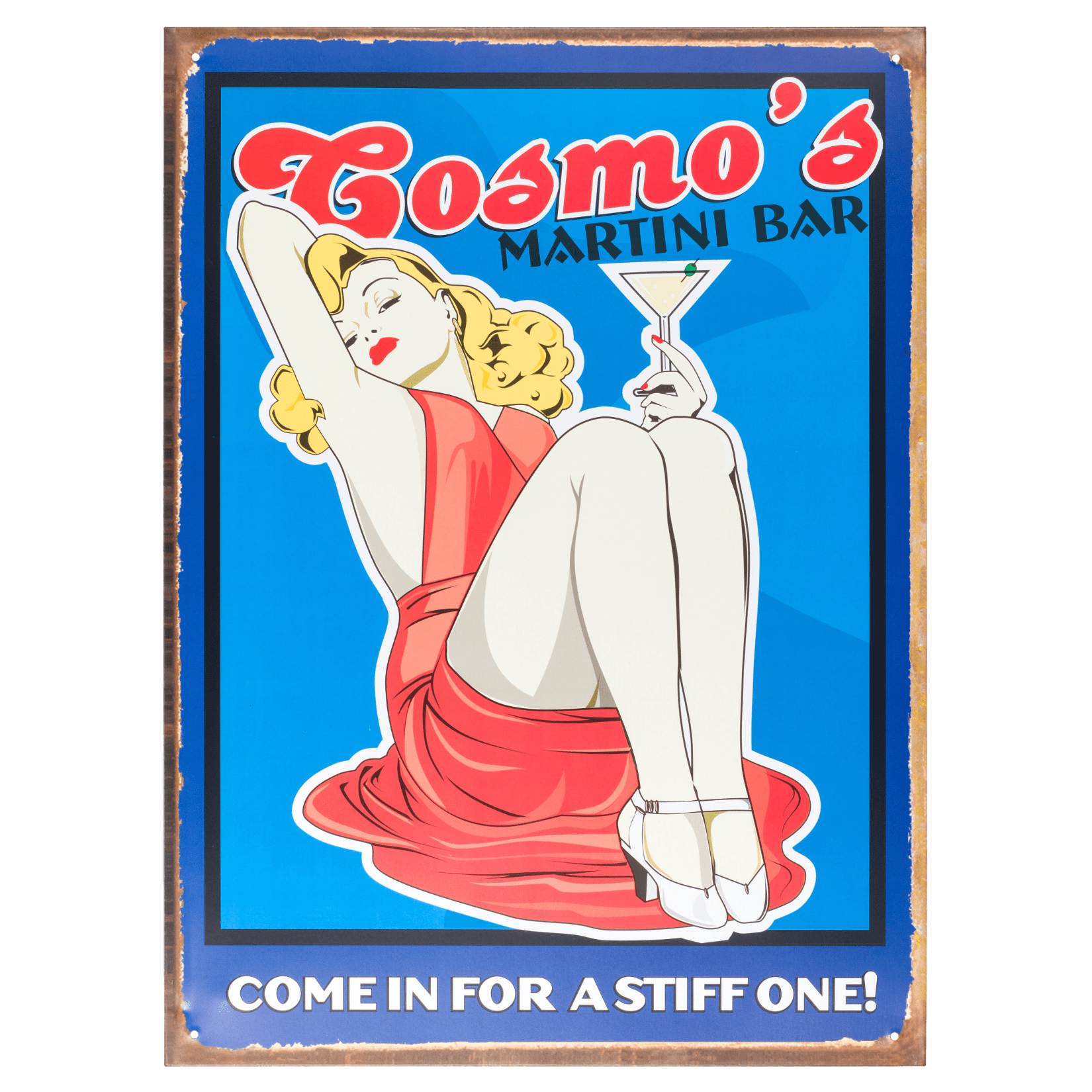 Cosmos Martini Bar Metal Plaque - 30 x 41cm only5pounds-com