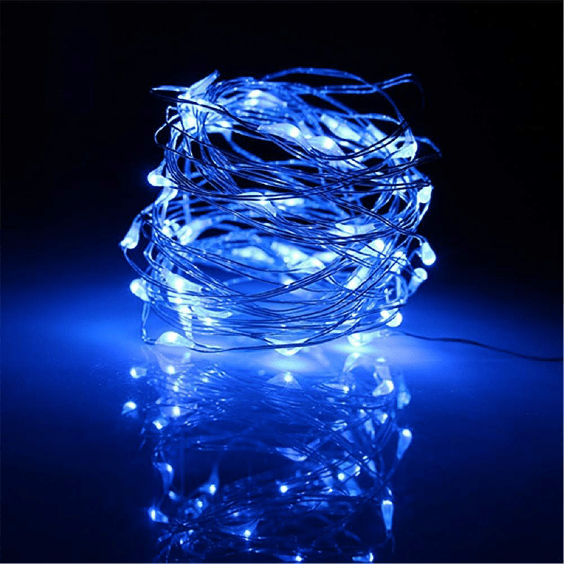 Decorative String Fairy Lights Battery Powered Blue 100 LED - 5m - only5pounds.com