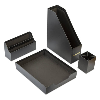 Desk Organiser Set - Black - 4 Pcs 8718964077465 only5pounds-com