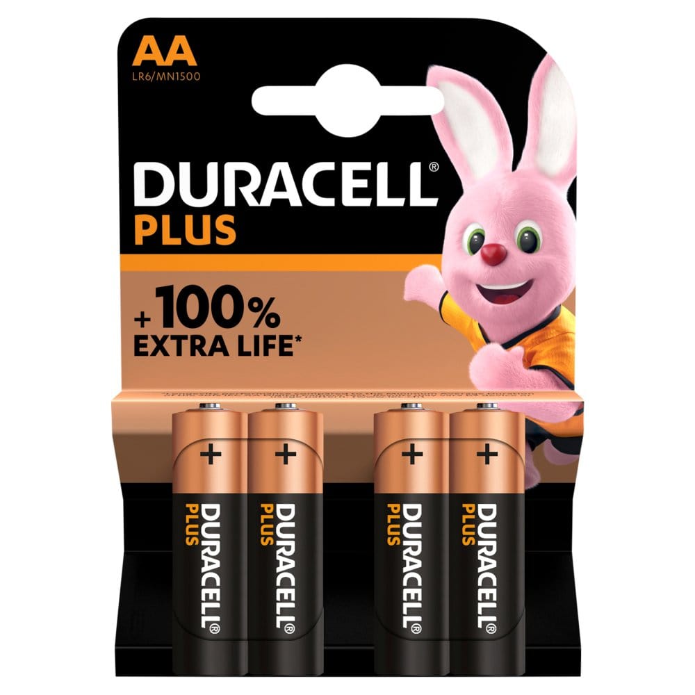 Duracell Plus Alkaline AA Batteries - 4pk 5000394140851 only5pounds-com