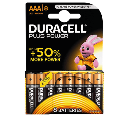 Duracell Plus Power AAA -  8 Pack 5000394018549 only5pounds-com