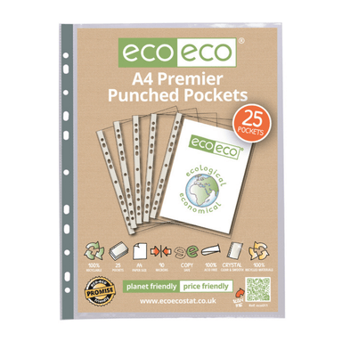 Eco A4 Premier Punched Pockets - 25 5060454450115 only5pounds-com