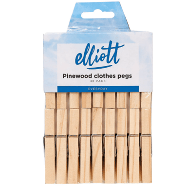Elliotts Pinewood Clothes Pegs - 36 Pack 5013159305723 only5pounds-com