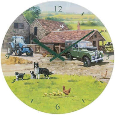 Farmyard Glass Clock - 30cm 5010792447452 only5pounds-com