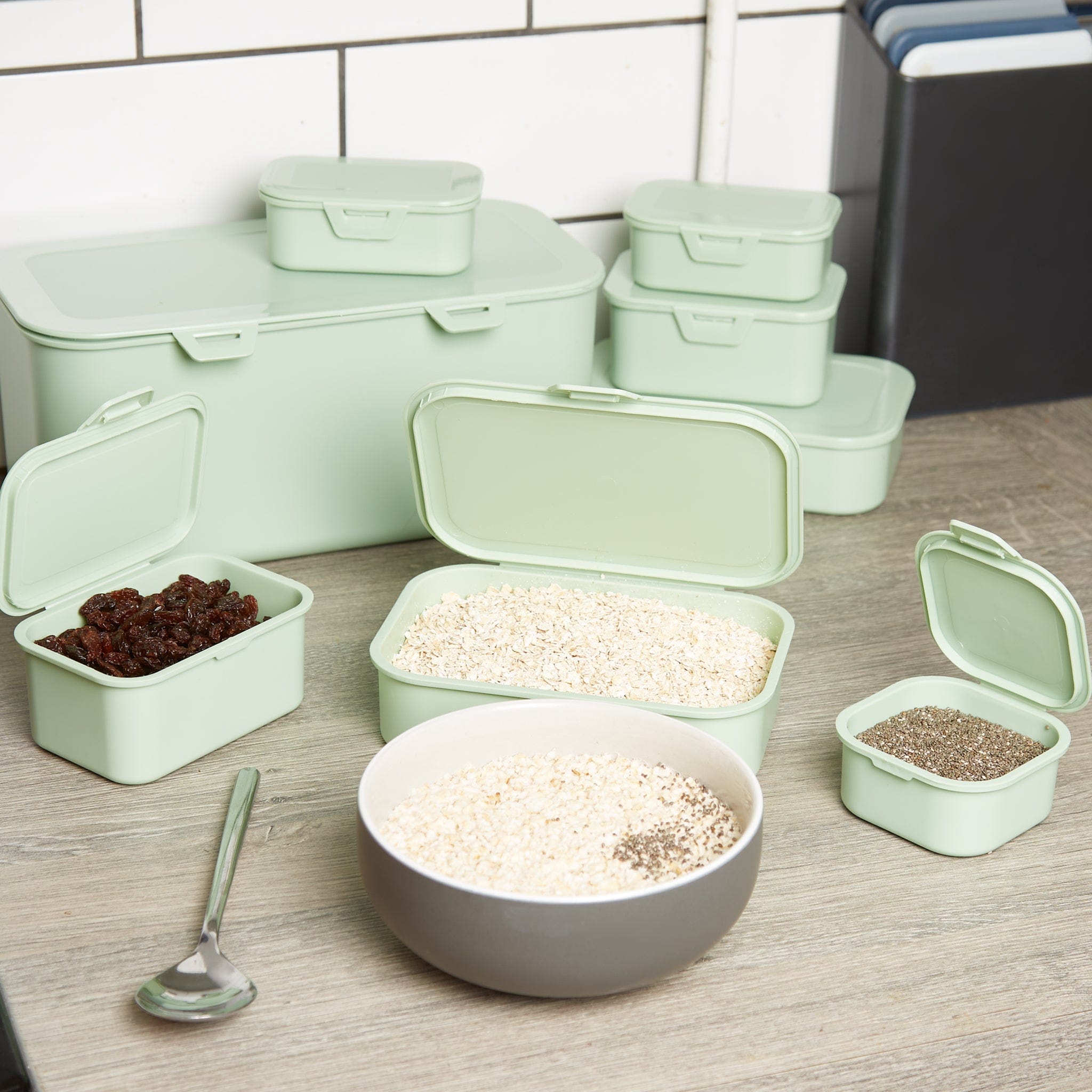 Food Storage Boxes - Green - Set of 8 4055334575300C only5pounds-com