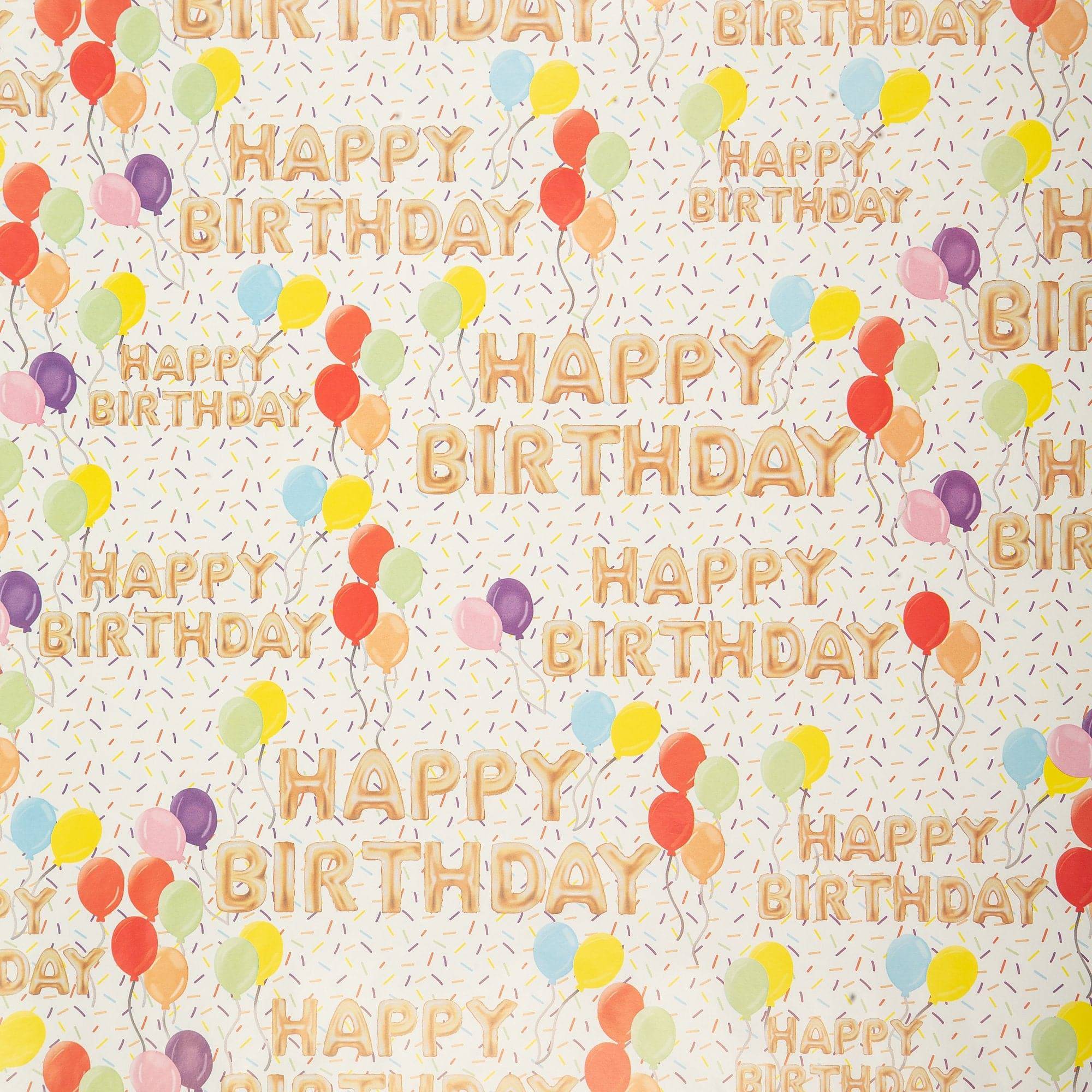 Gift Wrapping Paper - 200 x 70cm - Assorted Designs Gold 'Happy Birthday' only5pounds-com