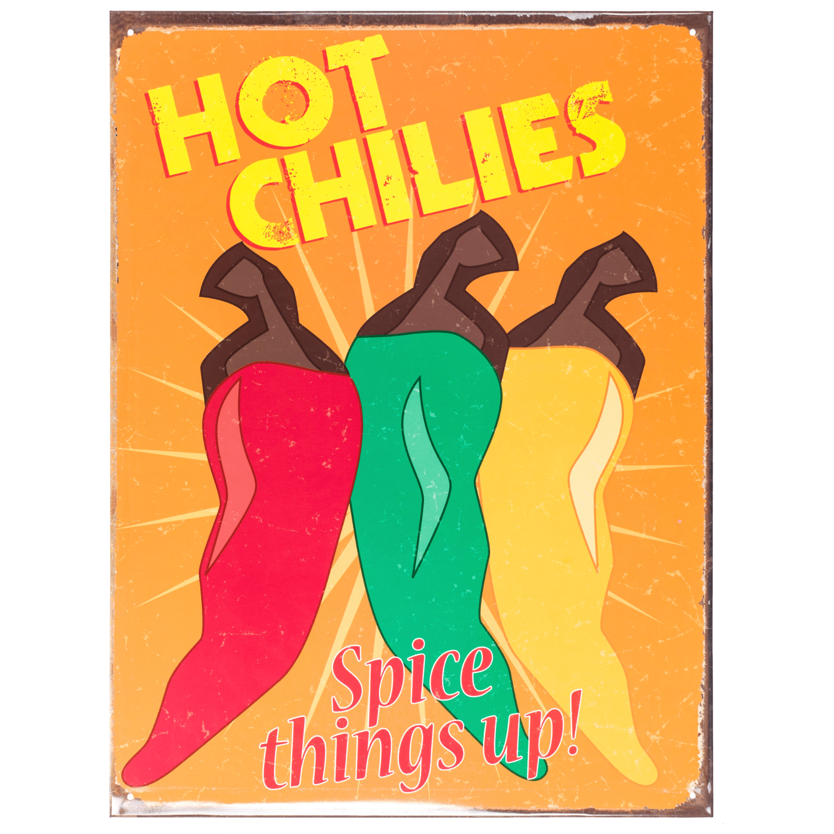 Hot Chilies Metal Plaque - 30 x 41cm only5pounds-com