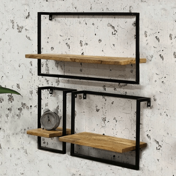 Industrial Style Decorative Wall Shelf Rectangle - 38 x 12 x 25cm 8719504000547