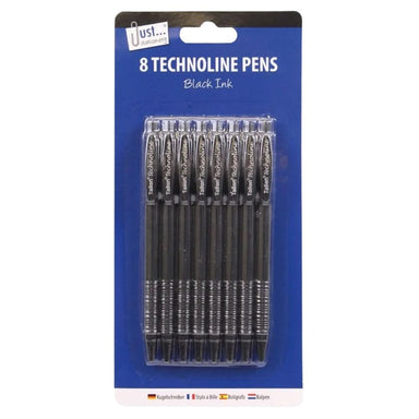Just Stationery Ballpoint Black Pens - 8pk 5013922010250 only5pounds-com