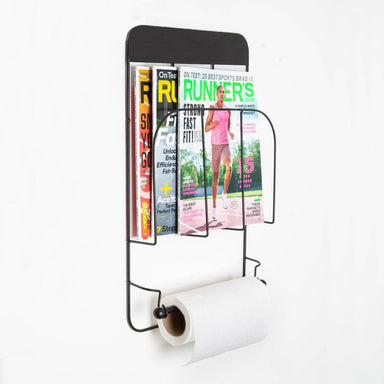 Magazine Rack With Roll Holder - Black 8718226908872 only5pounds-com