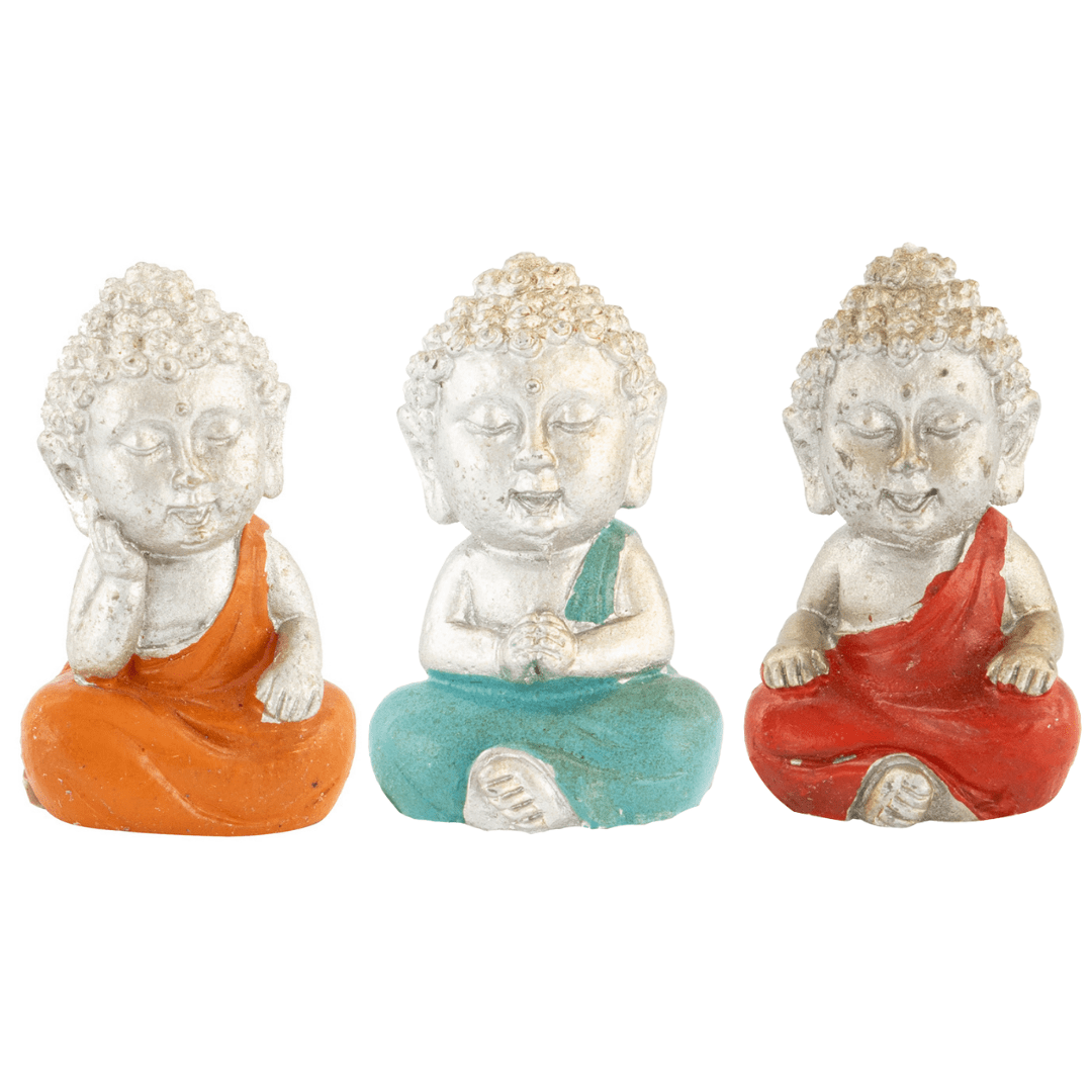 Mini Silver Buddha Figurines - Set of 3 8719743320482 only5pounds-com