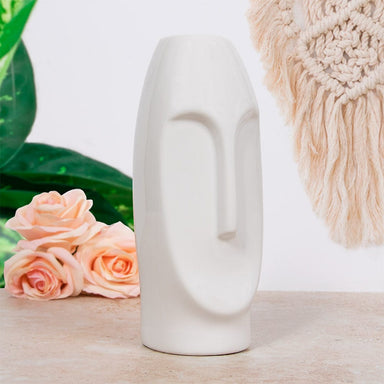Minimalistic Ceramic Face Vase - 23cm White 5010792484242 only5pounds-com