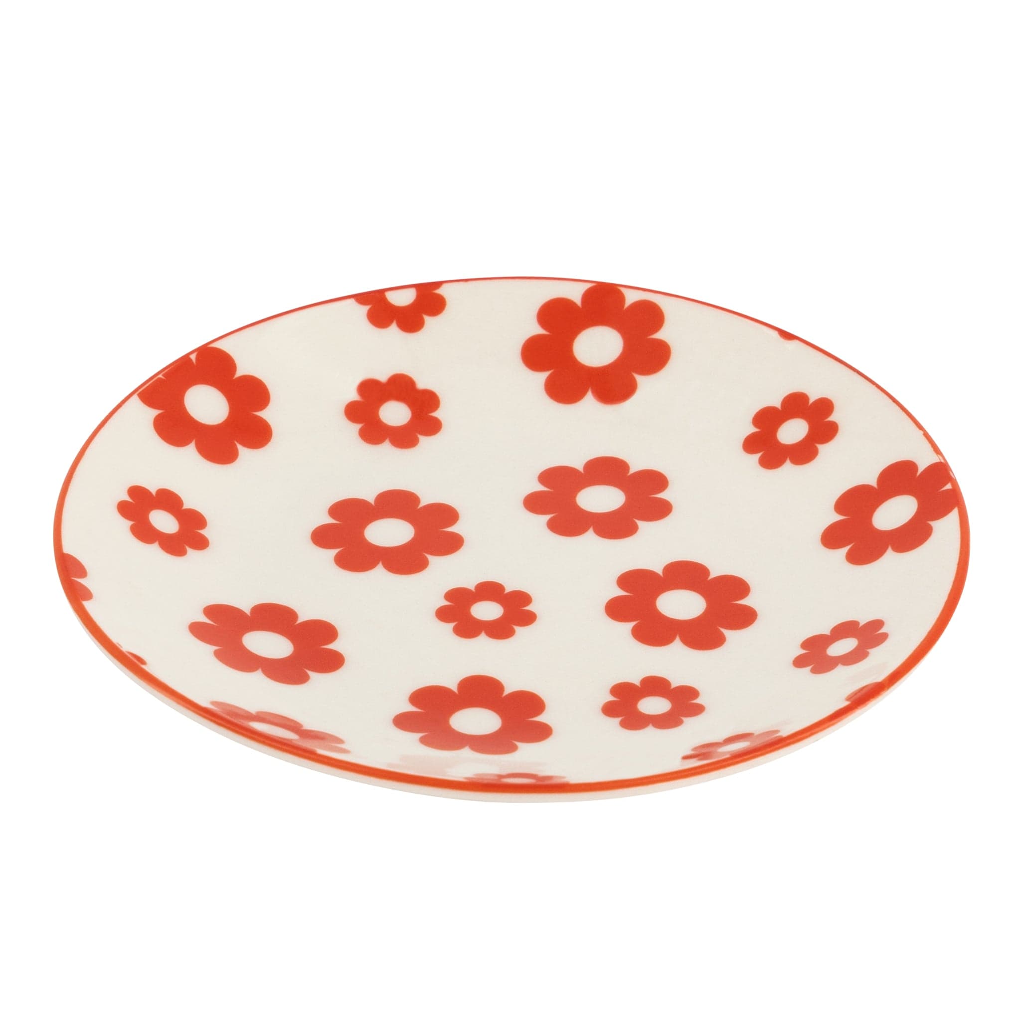 New Bone China Printed 12cm Plate - Red Flowers 6926101889709 only5pounds-com