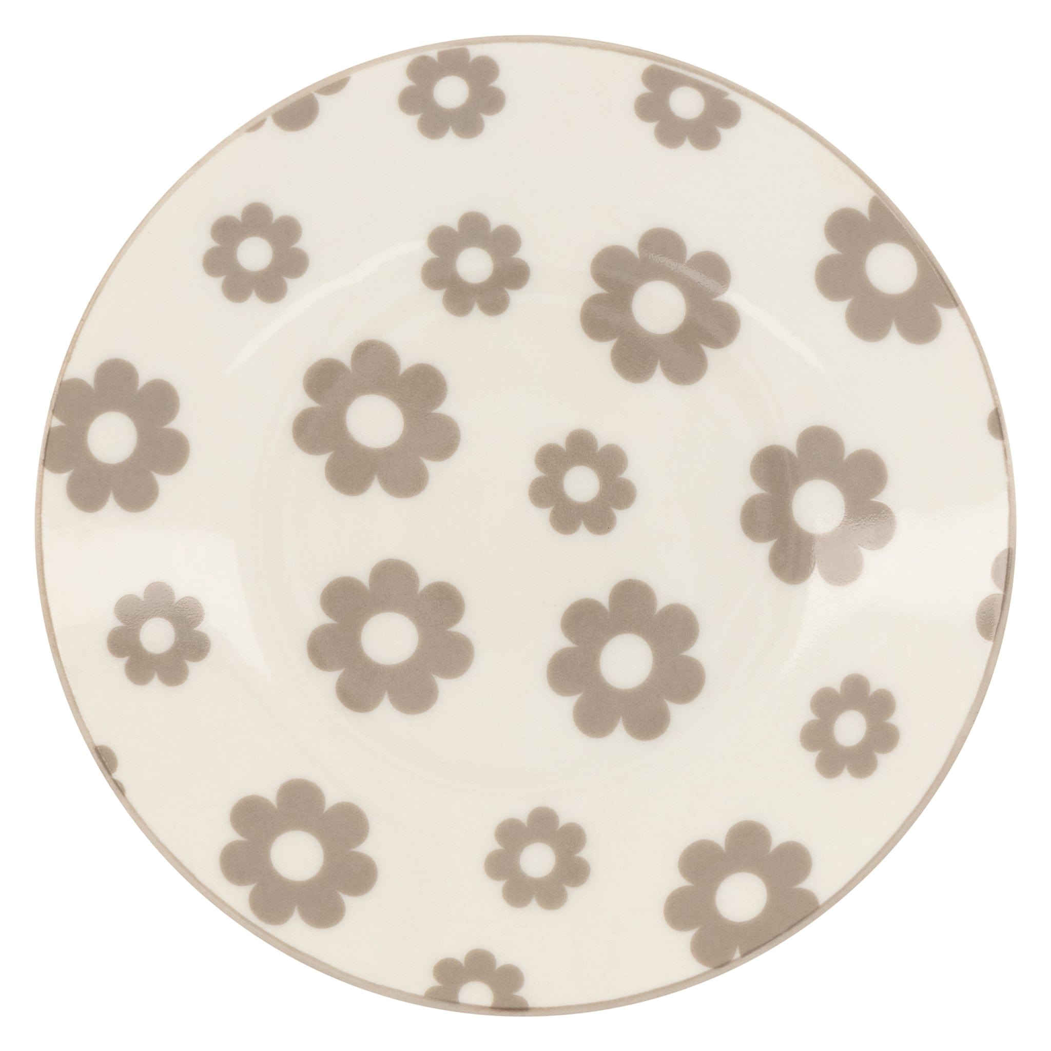 New Bone China Printed 12cm Plate - Taupe Flowers 6926101889709 only5pounds-com