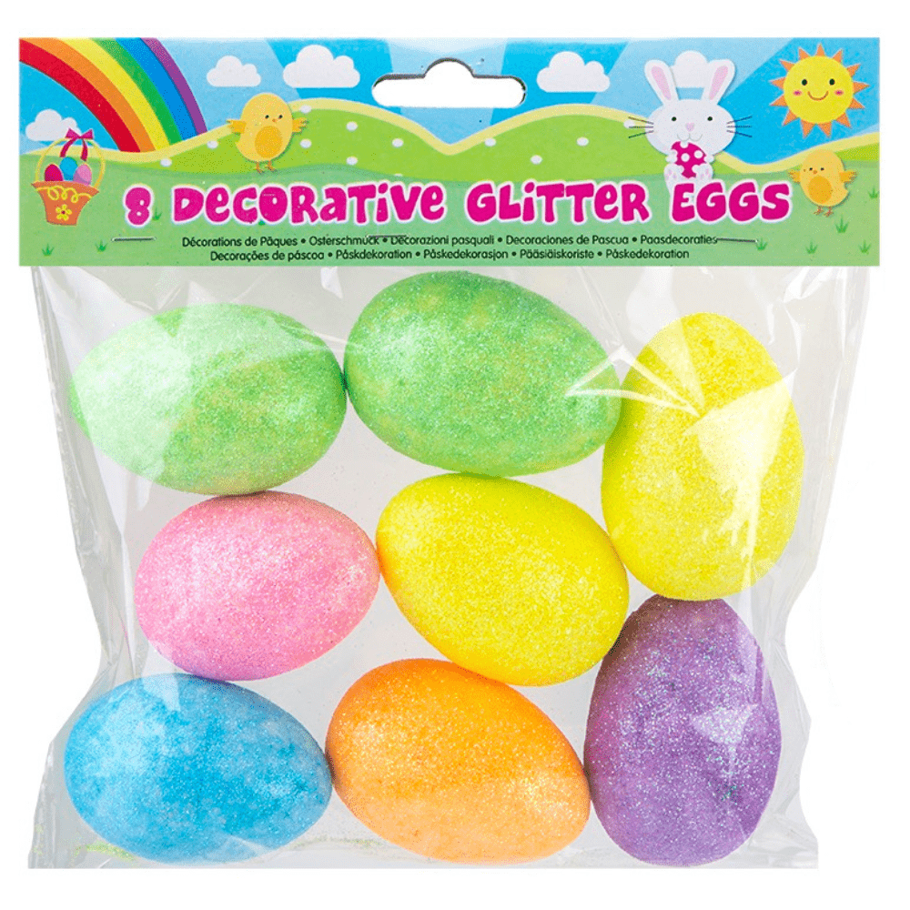 Pack Of 8 Large Glitter Eggs 5050565452610 only5pounds-com